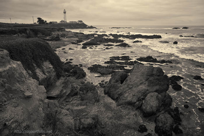 Pigeon Point Lighthouse Toned fine art sepia photograph