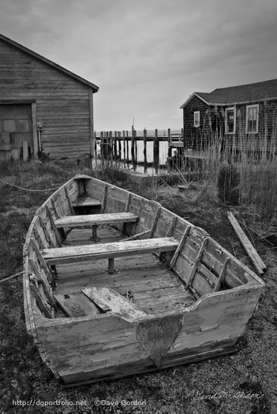 Old Wooden Rowboat BW